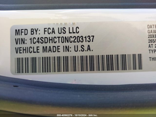 1C4SDHCT0NC203137 Dodge Durango R/t Plus Rwd