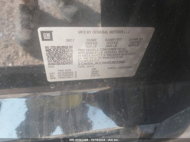 1GNSKJKC0HR393366 Chevrolet Suburban Premier