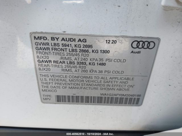 WA1G2AFY0M2040188 Audi Q5 Premium 55 Tfsi E Quattro S Tronic