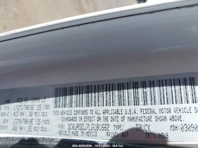 3C6UR5DJ7LG181662 RAM 2500 Big Horn  4x4 6'4 Box