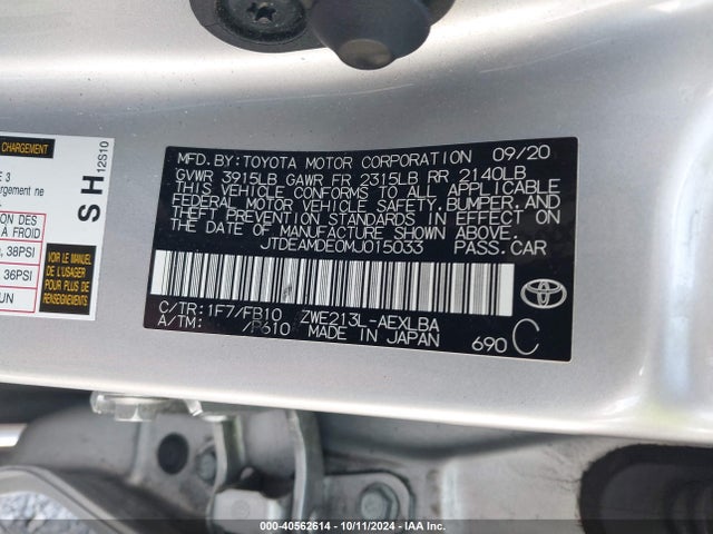 Toyota Corolla Hybrid Le 2021 JTDEAMDE0MJ015033 Image 9