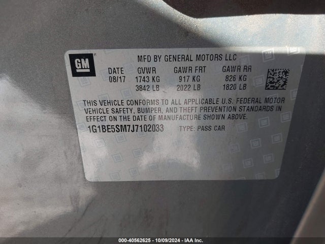 1G1BE5SM7J7102033 Chevrolet Cruze Lt Auto