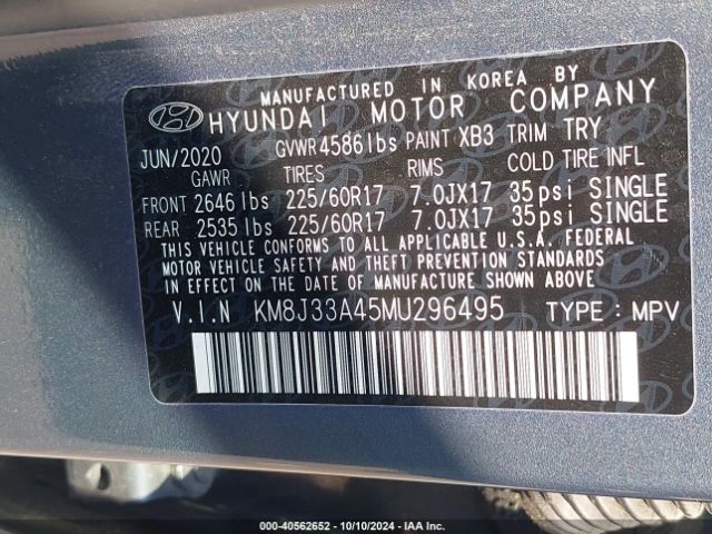 KM8J33A45MU296495 Hyundai Tucson Value