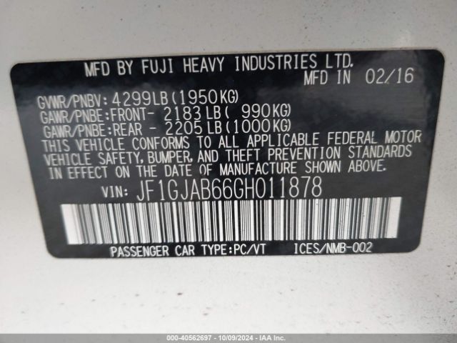 JF1GJAB66GH011878 Subaru Impreza 2.0i Premium