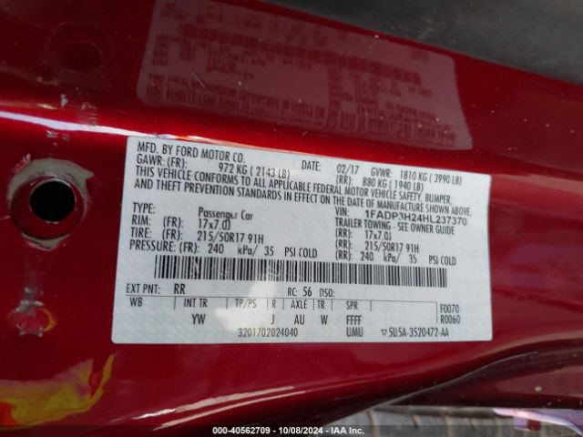 1FADP3H24HL237370 Ford FOCUS SEL