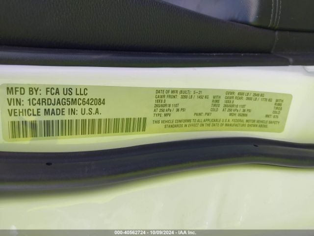 1C4RDJAG5MC642084 Dodge Durango Sxt Plus Awd