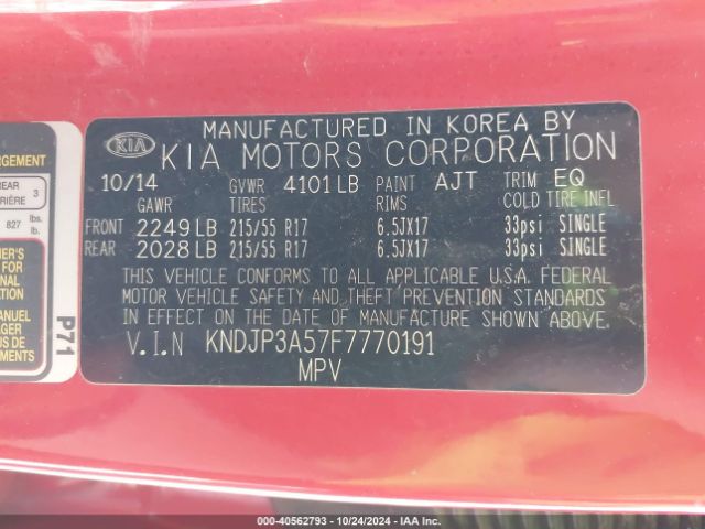 KNDJP3A57F7770191 KIA SOUL +