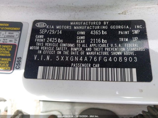 KIA OPTIMA EX 2015 5XXGN4A76FG408903 Image 9