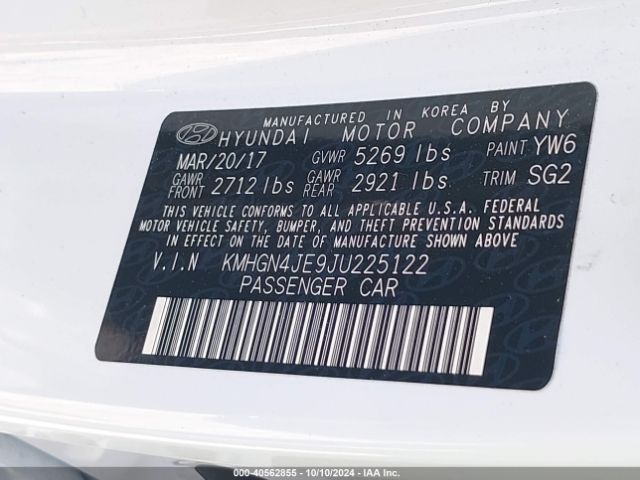 KMHGN4JE9JU225122 Genesis G80 3.8