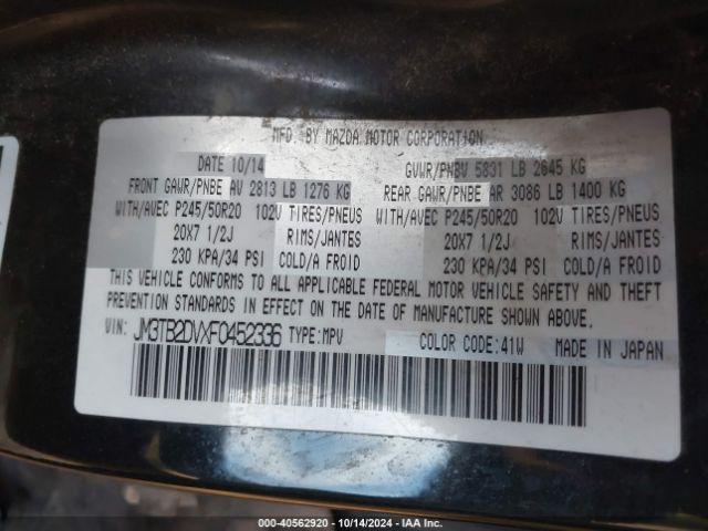 JM3TB2DVXF0452336 Mazda Cx-9 Grand Touring