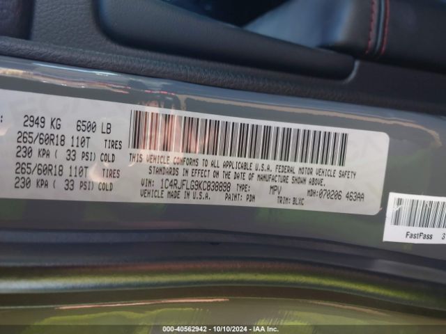 1C4RJFLG9KC838898 Jeep Grand Cherokee Trailhawk 4x4