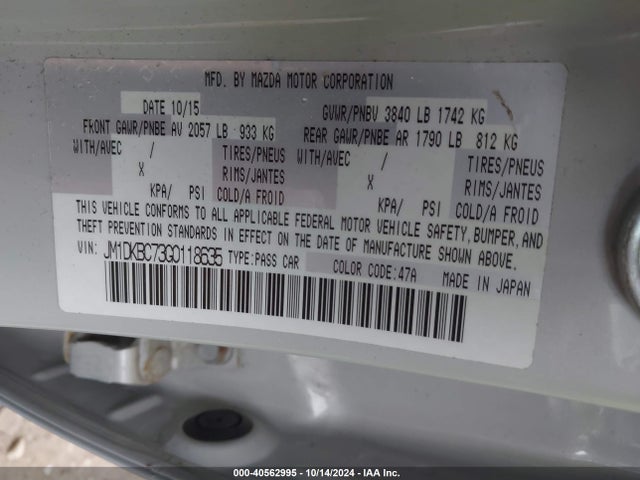 JM1DKBC73G0118635 Mazda Cx-3 Touring