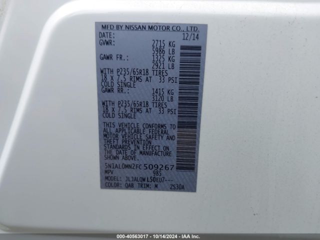 5N1AL0MN2FC509267 Infiniti QX60