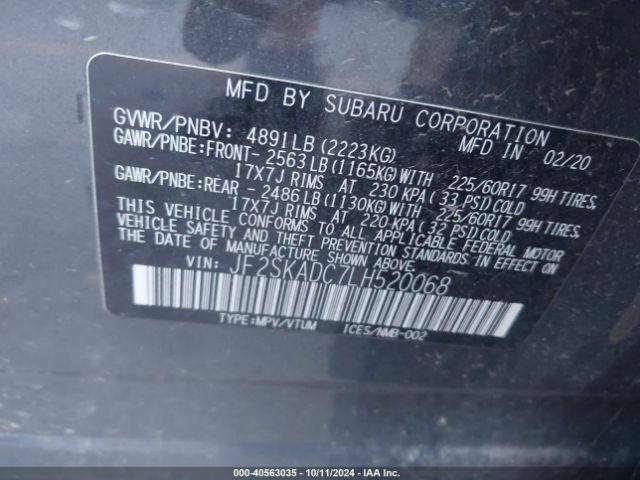 JF2SKADC7LH520068 Subaru Forester