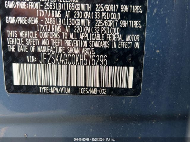 JF2SKAGC0KH576296 Subaru Forester Premium