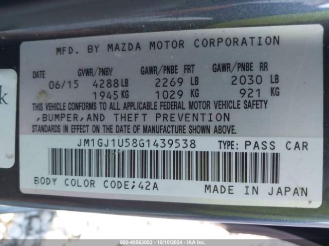 JM1GJ1U58G1439538 Mazda Mazda6 I Sport