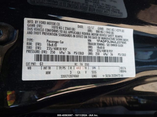 1FADP3L94JL237895 Ford FOCUS ST