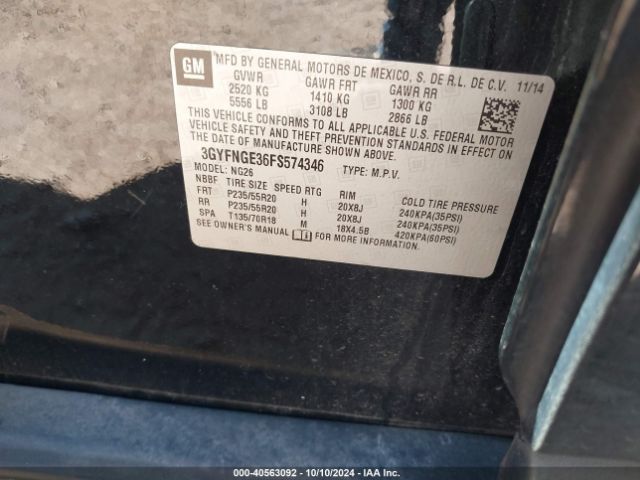 3GYFNGE36FS574346 Cadillac Srx Premium Collection