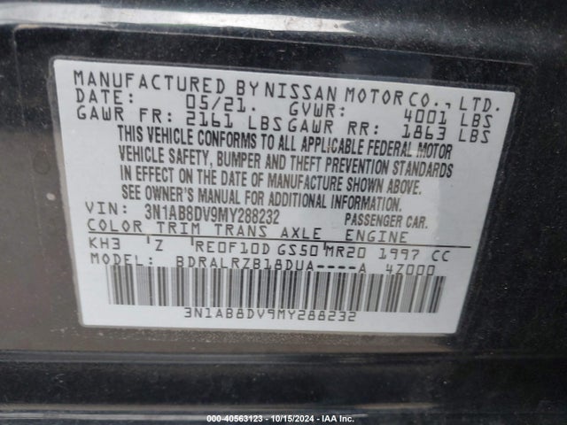 Nissan Sentra Sr Xtronic Cvt 2021 3N1AB8DV9MY288232 Image 9