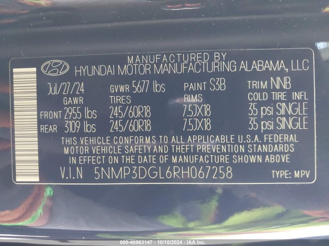 Hyundai Santa Fe Xrt 2024 5NMP3DGL6RH067258 Image 9