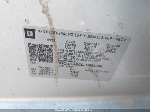 3GCUKREC0JG558348 Chevrolet Silverado 1500 1lt