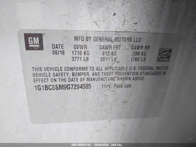 Chevrolet Cruze Ls Auto 2016 1G1BC5SM9G7294585 Image 9
