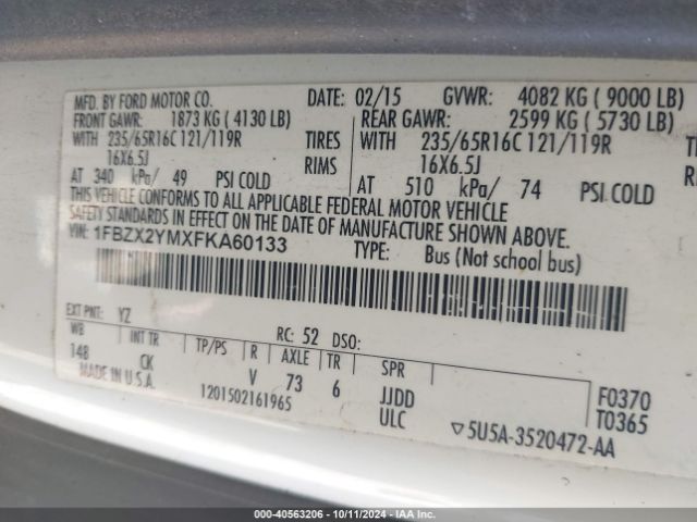 1FBZX2YMXFKA60133 Ford Transit-350 Xlt