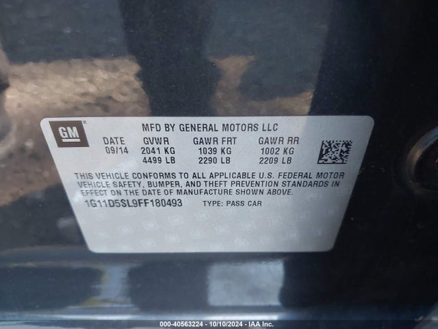 Chevrolet MALIBU 2LT 2015 1G11D5SL9FF180493 Image 9
