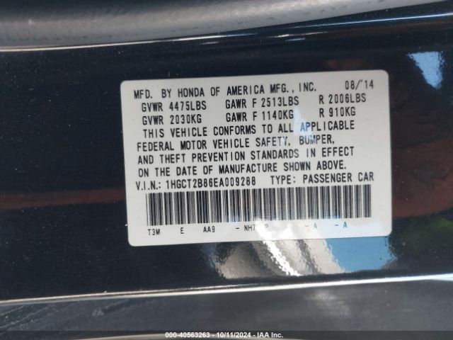1HGCT2B86EA009288 Honda Accord Ex-l V-6