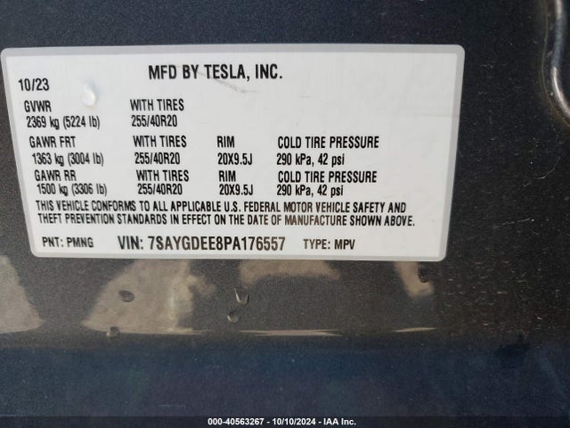 2023 TESLA MODEL Y 7SAYGDEE8PA176557 Photo 8