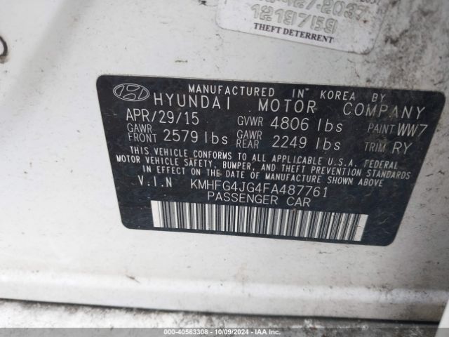 KMHFG4JG4FA487761 Hyundai Azera