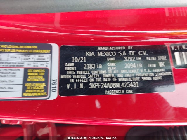 KIA Forte Lxs 2022 3KPF24AD8NE425431 Image 9