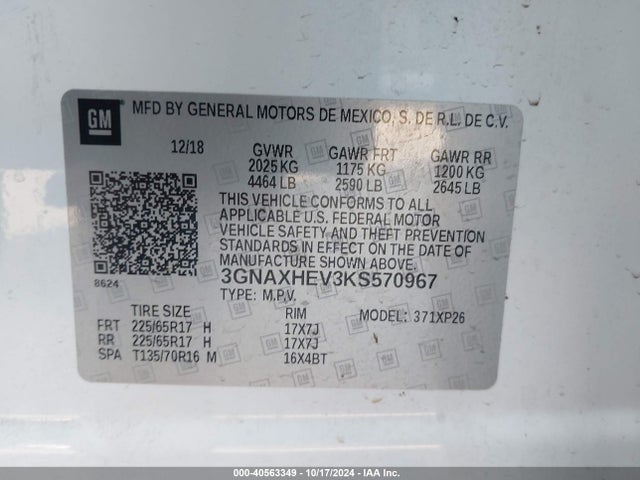 Chevrolet EQUINOX LS 2019 3GNAXHEV3KS570967 Image 9