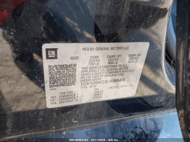 GMC Yukon 4wd Slt 2020 1GKS2BKC3LR285478 Image 9