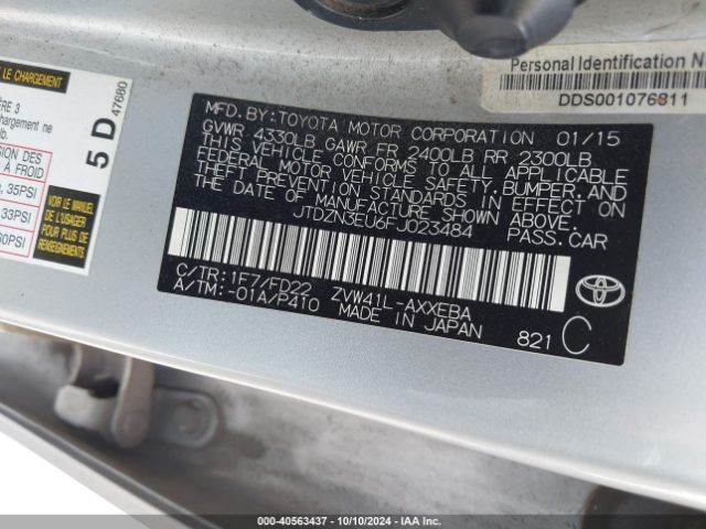 JTDZN3EU6FJ023484 Toyota Prius V Three
