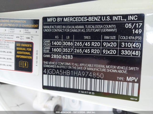 4JGDA5HB1HA974850 Mercedes-Benz Gle 350 4matic