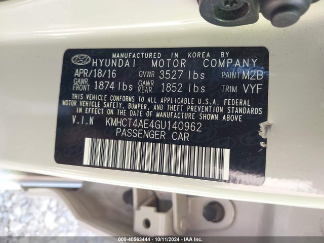 Hyundai ACCENT SE 2016 KMHCT4AE4GU140962 Image 9