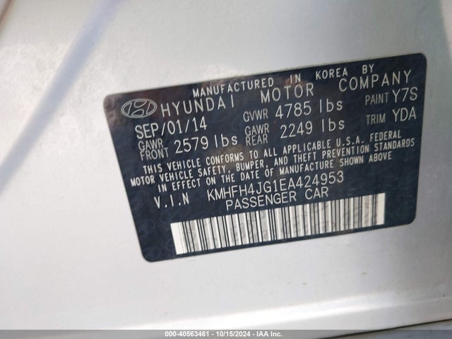 Hyundai Azera Limited 2014 KMHFH4JG1EA424953 Image 9