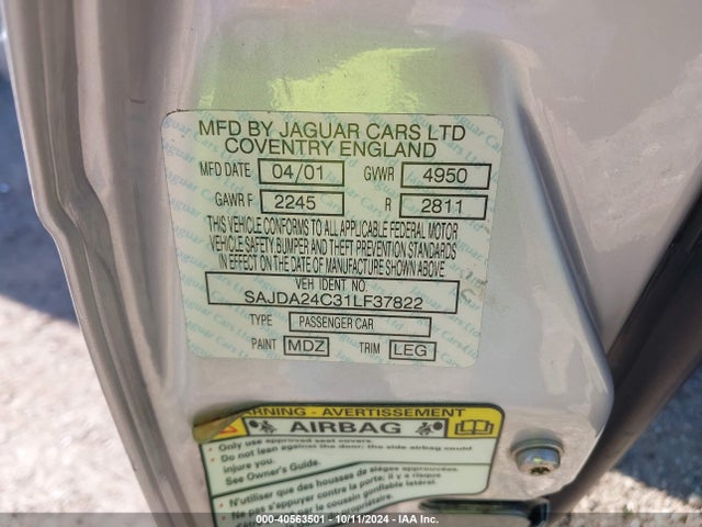 2001 JAGUAR XJ8 SAJDA24C31LF37822 Photo 8