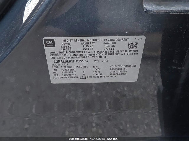 Chevrolet EQUINOX LS 2017 2GNALBEK1H1522757 Image 9