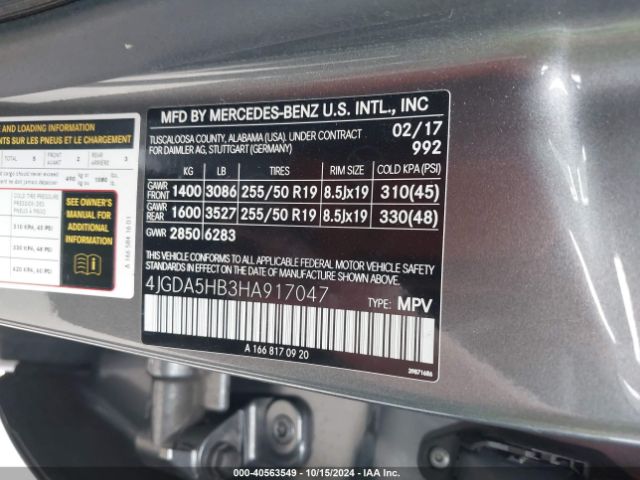 4JGDA5HB3HA917047 Mercedes-Benz Gle 350 4matic