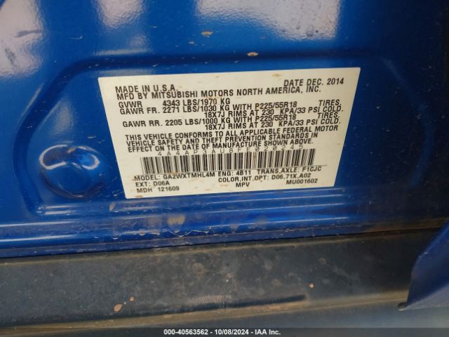 4A4AP3AU8FE020245 Mitsubishi Outlander Sport Es