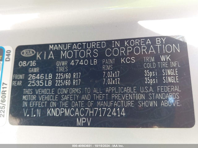 KIA Sportage Lx 2017 KNDPMCAC7H7172414 Image 9