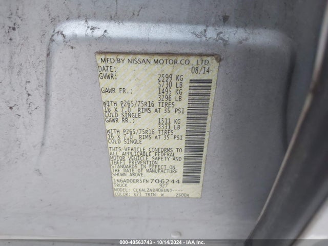 Nissan Frontier Desert Runner 2015 1N6AD0ER5FN706244 Image 9