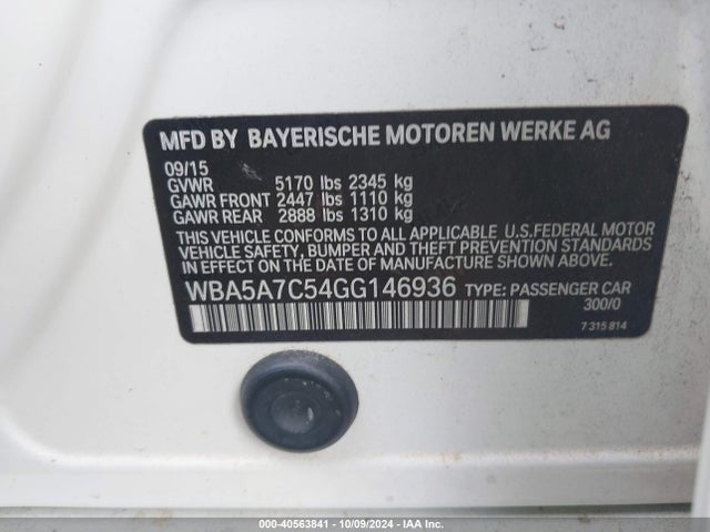 BMW 528i Xdrive 2016 WBA5A7C54GG146936 Image 9