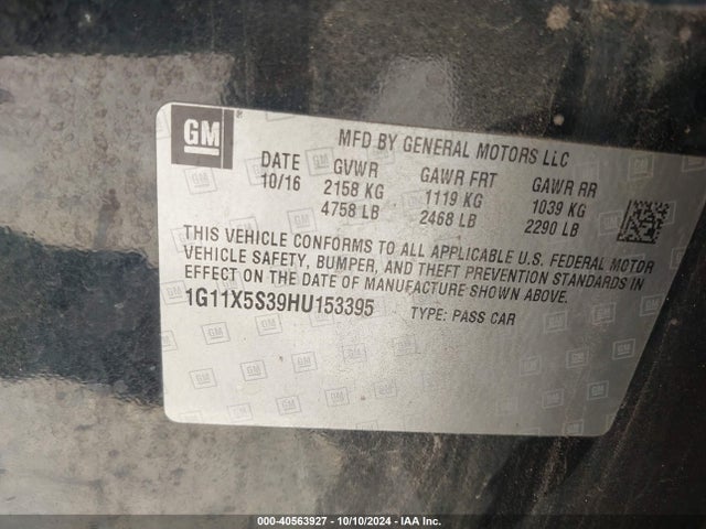 Chevrolet Impala 1fl 2017 1G11X5S39HU153395 Image 9