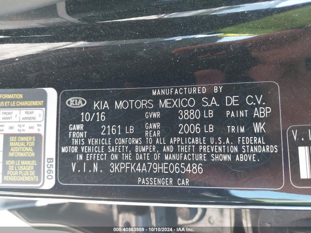 3KPFK4A79HE065486 KIA FORTE LX