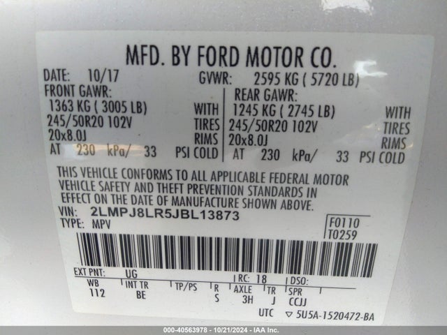 2LMPJ8LR5JBL13873 Lincoln Mkx Reserve