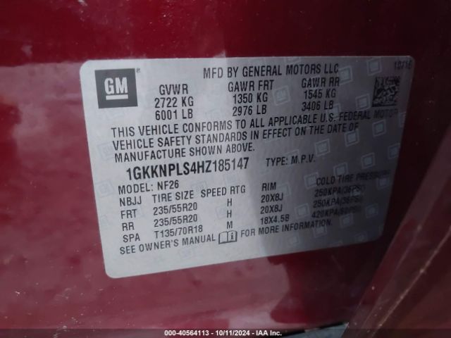 1GKKNPLS4HZ185147 GMC Acadia Denali