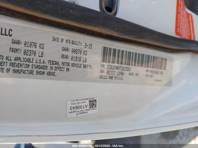 1C3CDFAA2FD315593 Dodge DART SE